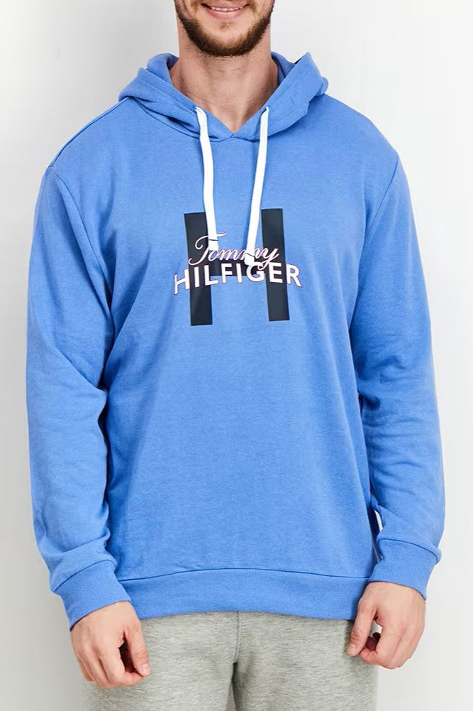 Tommy Hilfiger, Men Hood With Drawstring Long Sleeves Sleepwear, Blue