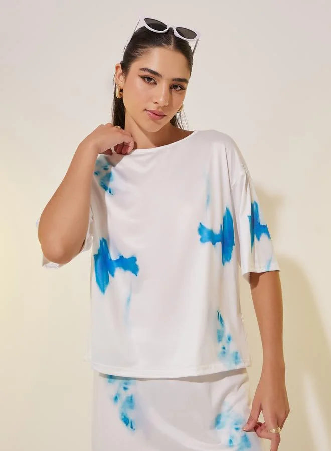 Tie Dye Short Sleeve Top and Skirt Set