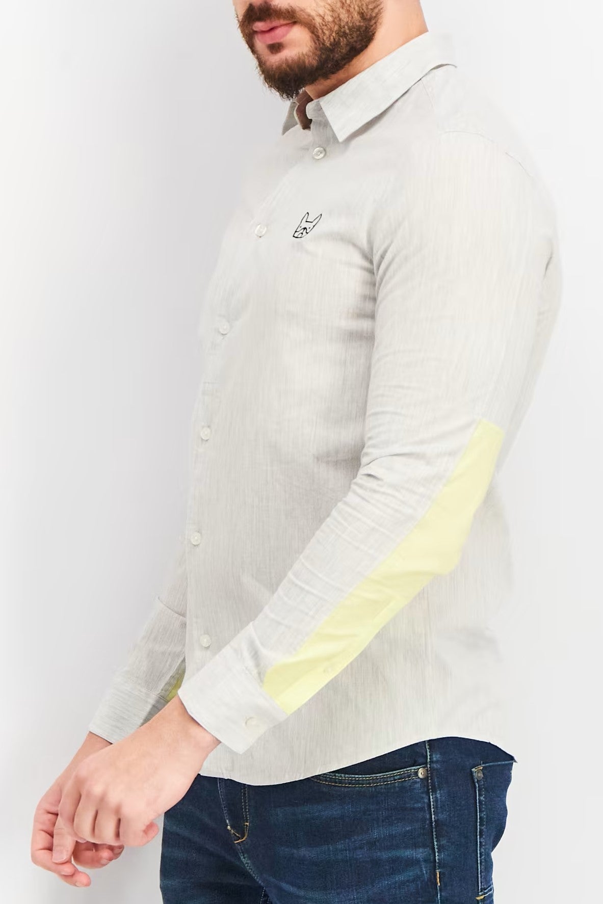 Jack & Jones, Men Regular Fit Long Sleeve Textured Casual Shirt, Light Grey Combo