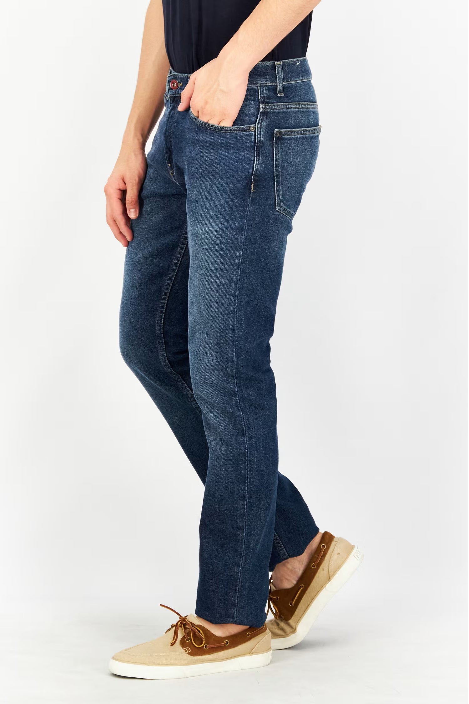 Celio*, Men Straight Fit Washed Stretchable Jeans, Medium Blue