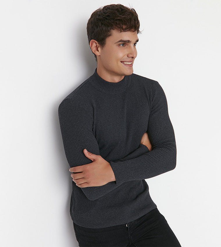 Trendyol, Slim Fit Turtleneck Corded Sweater