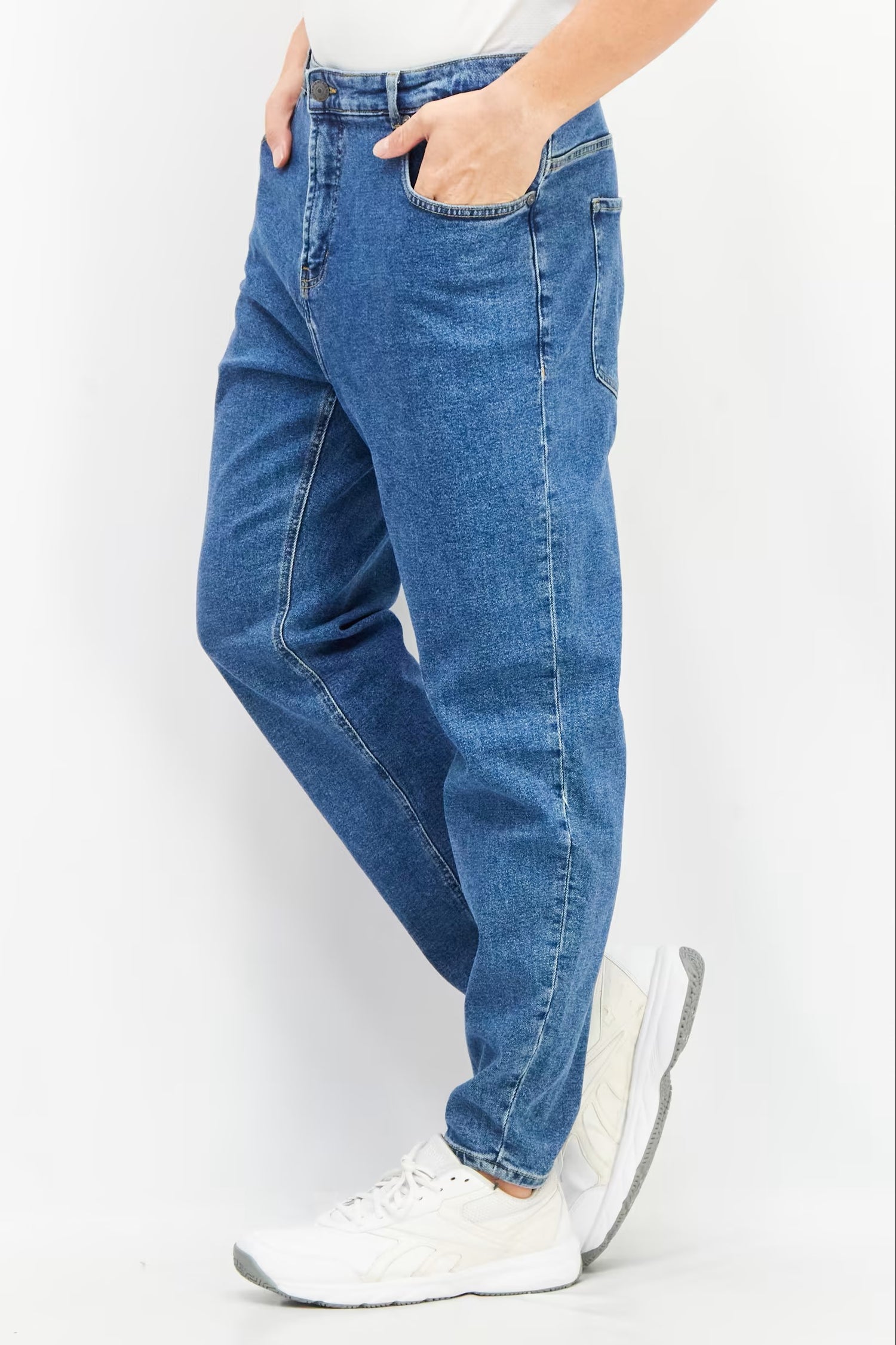 House Brand, Men Carrot Fit Wash Stretchable Denim Jeans, Blue