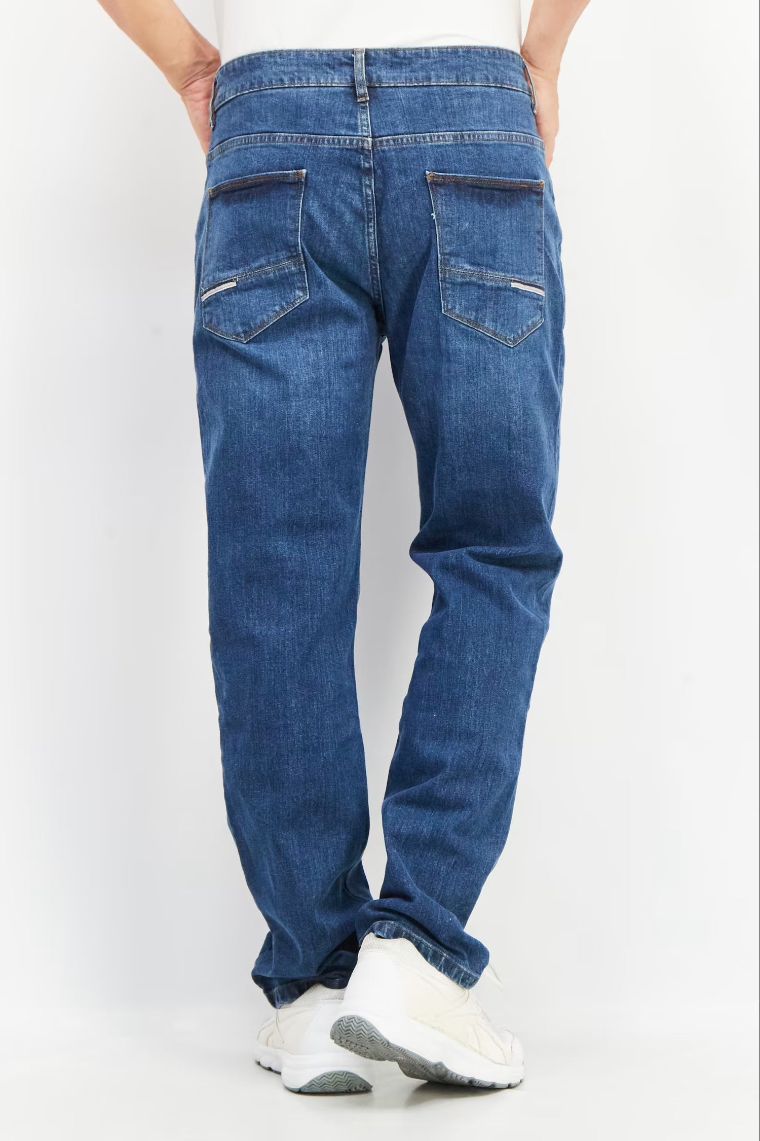 House Brand, Men Regular Fit Washed Stretchable Denim Jeans, Blue