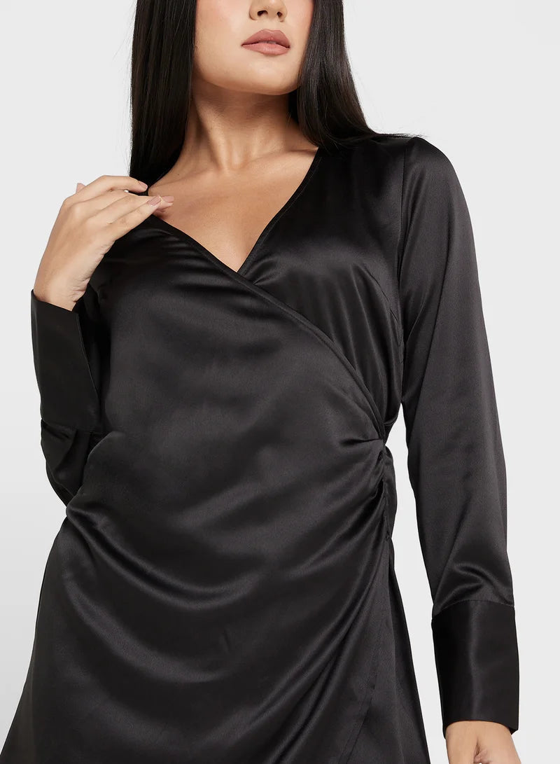 Satin Long Sleeve Dress