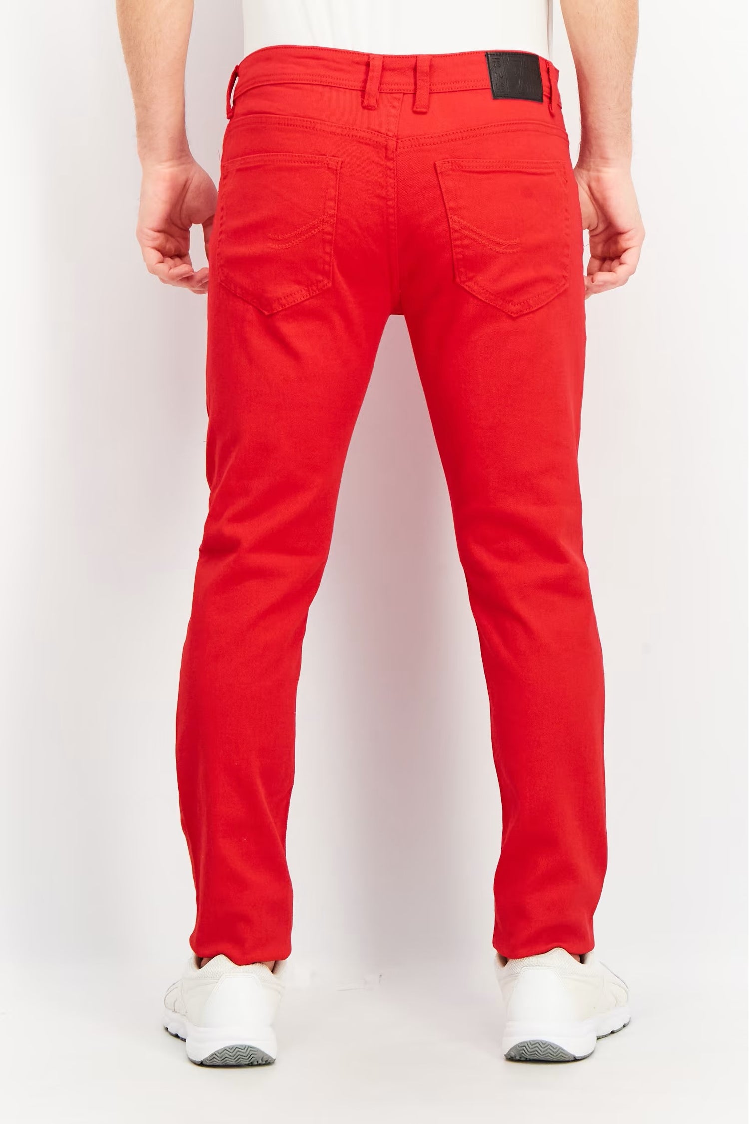 Seven Souls, Men Skinny Fit Plain Non Stretchable Denim Jeans, Red