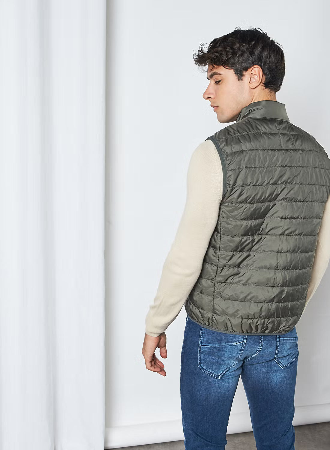 KOTON, Short Sleeve Zipper Puffer Jacket Khaki