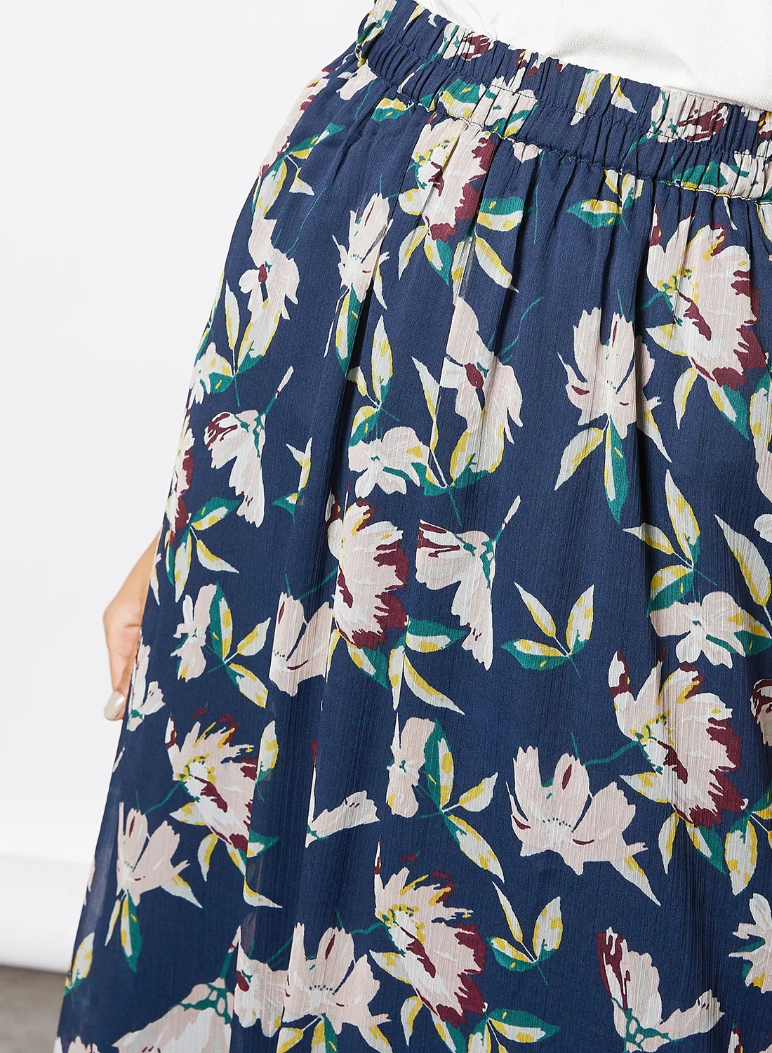 Floral Print Skirt Navy